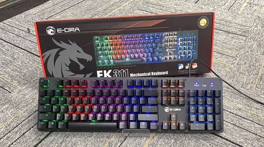 BÀN PHÍM CƠ E-DRA LED GAMING BROWN SWITCH CHÍNH HÃNG, PHÍM CỰC NHẠY VÀ ÊM, GIÚP LÀM VIỆC KHÔNG MỆT MỎI