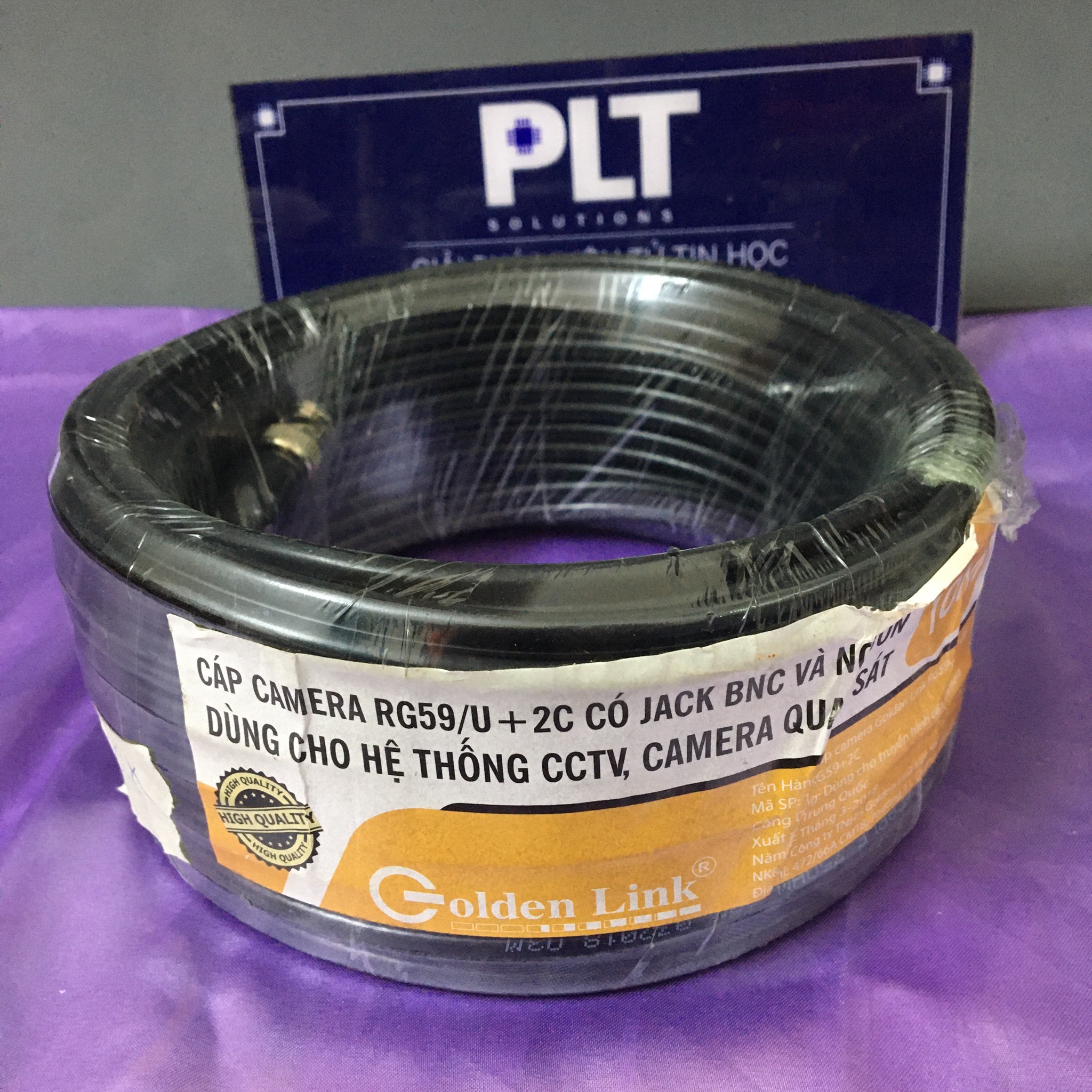 CÁP CAMERA GOLDEN LINK 10 MÉT RG59/U + 2C CÓ ĐẦU BNC VÀ NGUỒN DÙNG CHO HỆ THỐNG CCTV, CAMERA QUAN SÁT