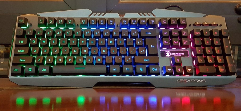 BÀN PHÍM ASSASSINS AK-8000 LED RAINBOW GAMING CHÍNH HÃNG, PHÍM BẤM ÊM VÀ NHẠY, THAO TÁC RẤT THOẢI MÁI
